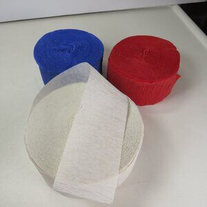 Crepe Paper Red White Blue Streamers 1 3/4" wide variety of lengths Patriotic